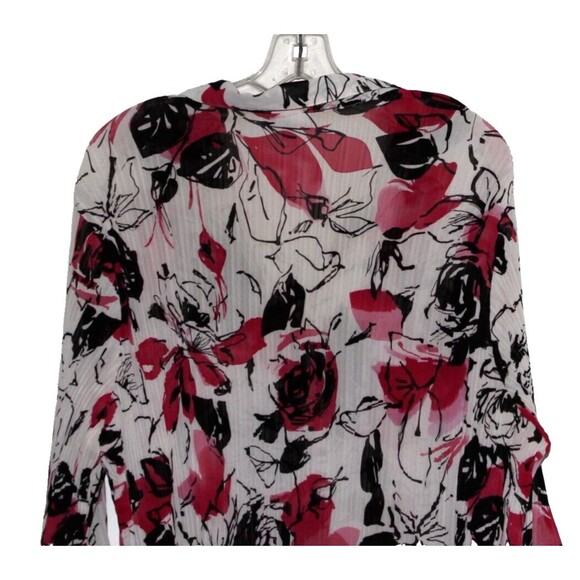 Fashion Bug Blouse Sz 22/24 Accordion Pleated V Neck Bell Sleeves Floral - Picture 6 of 8